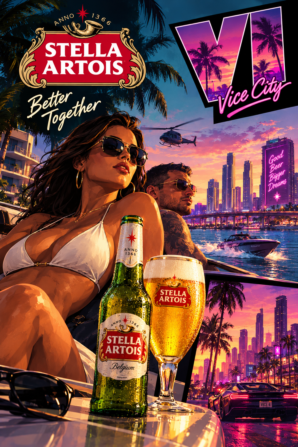 Stella artois gta 6 style poster